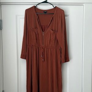 Torrid Brown Long Sleeve Plunge Sundress
